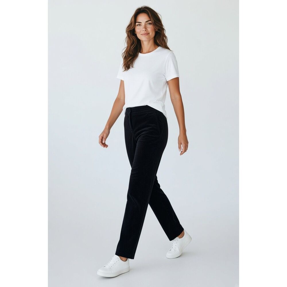 Ann Taylor black velvet ankle-length trousers